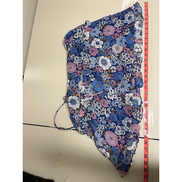 General Good Floral Tiered Mini Dress S Blue Spaghetti Strap Cottagecore Boho - Picture 15 of 16